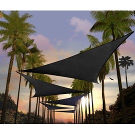 Amgo Custom Size 26' x 26' x 26' Black Triangle Sun Shade Sail UPF50+ AGTAPRT16, Order to Make Canopy Awning, 95% UV Blockage, Water & Air Permeable, Commercial Standard (We Customize)