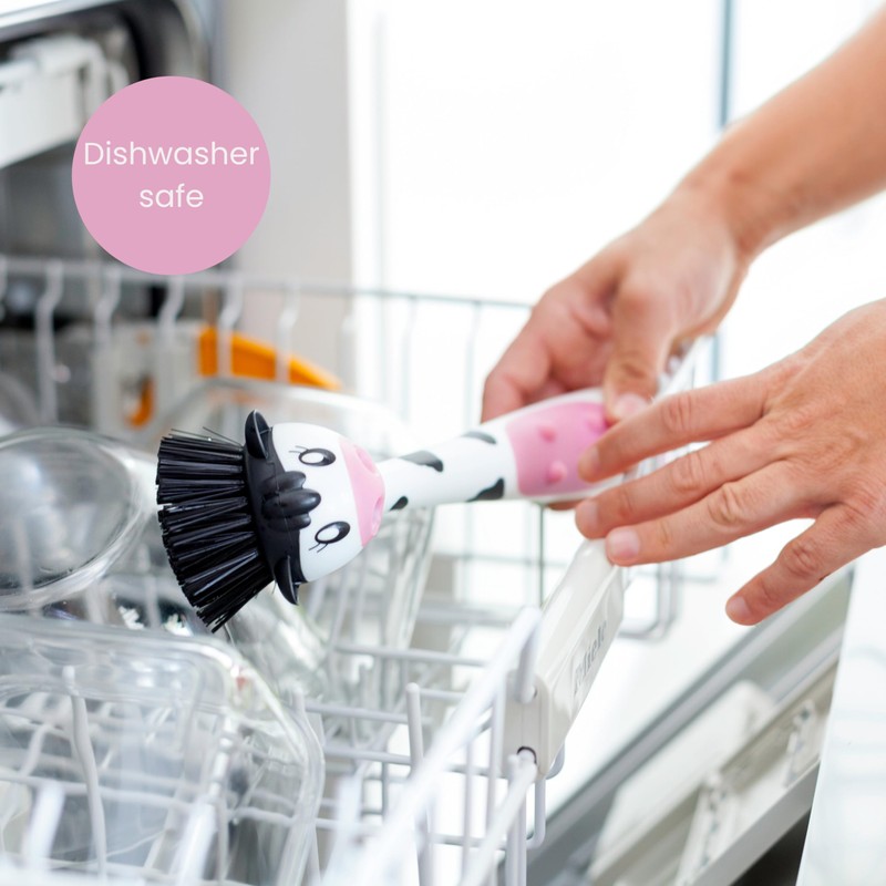 Vigar Moo Cow-Shaped Soap Dispensing Dish Brush, Dish Brush with