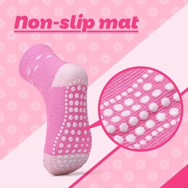 KOWAYI Unisex ABS Socks for Babies, Toddlers & Children, Stopper Socks, Non-Slip Socks with Nubbed Sole, Pack of 5 Pairs, 10P Girls Pink, 4-7 Jahre