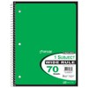 Top Flight Standards 1-Subject Wirebound Notebook, 70 Sheets, Wide Rule, 10.5 x 8 Inches, 1 Notebook, Green Cover (30078)
