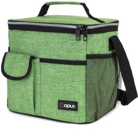 OPUX Large Insulated Lunch Box for Men Women, Leakproof Thermal Lunch Bag Cooler Work Office School, Soft Reusable Lunch Tote with Shoulder Strap, Adult Lunch Pail Kit, 18 Cans, Green