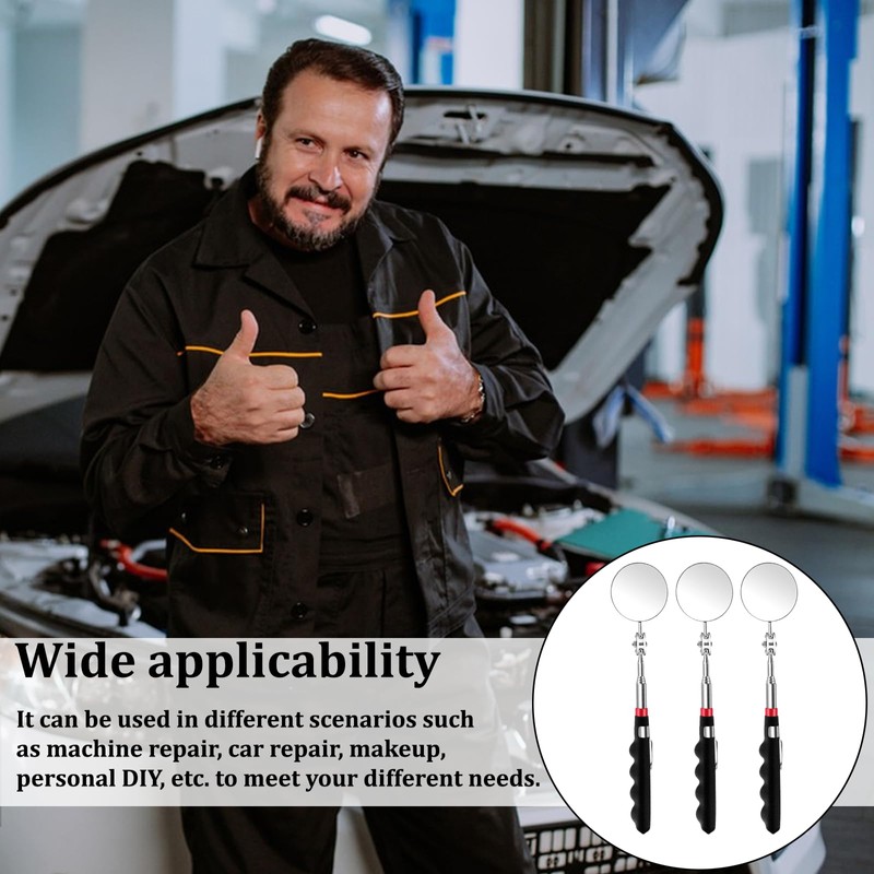 12 Pcs Telescoping Inspection Mirror Retractable Mechanical Mirrors Long Handle