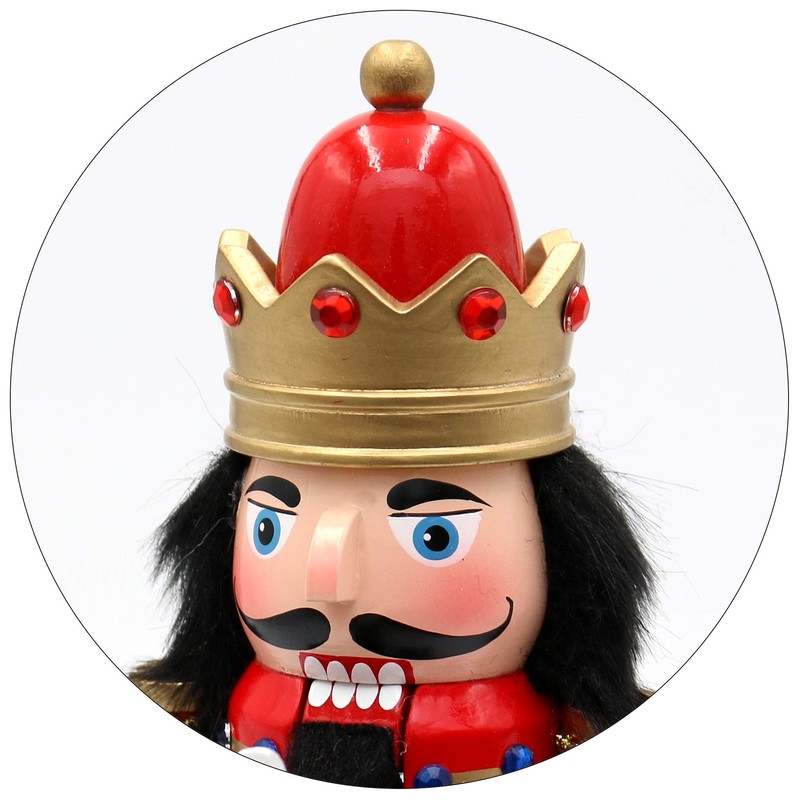 Dekohelden24 Wooden Nutcracker King on Rocking Horse in Red/White, 30