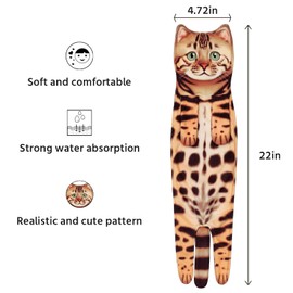 Cat Funny Hand Towels for Bathroom Kitchen Decor Cat Towel,Cute Hanging Washcloths Face Towels,Super Absorbent Soft, Housewarming Gift,Funny Gifts,Cat Lovers/Cat Mom Gifts for Women（Leopard Cat）