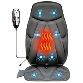 Vibration Back Massager Seat Cushion – 8 Motors, 5 Modes, 2 Heat Levels. Pure Vibrating, No Knead. for Office and Home Chair. Gift for Mom, Dad, Wife, Husband.