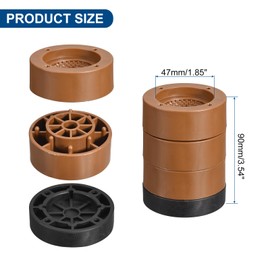 sourcing map Round Furniture Risers 4 Set, Height 3.35" Adjustable Bed Lifts Risers for Bed Frame, Table, Desk, Couch Leg, Chair Risers, Supports 1300 Lbs, Brown