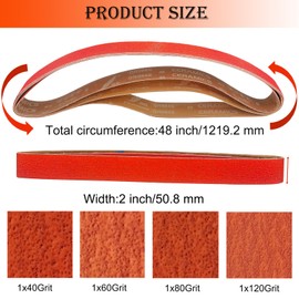 SACKORANGE 4 Pack 2 x 48 Inch Metal Grinding Ceramic Sanding Belts Kit - 40 60 80 120 Grits Premium Sharpening Sander Belts (2x48 in) …
