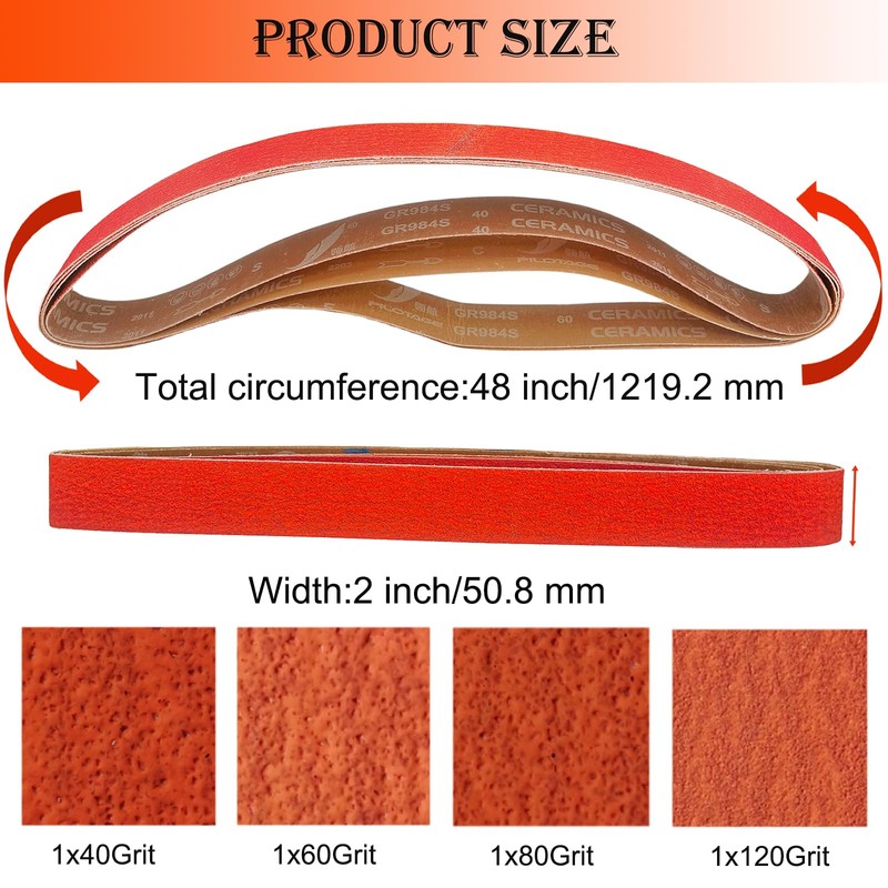 SACKORANGE 4 Pack 2 x 48 Inch Metal Grinding Ceramic