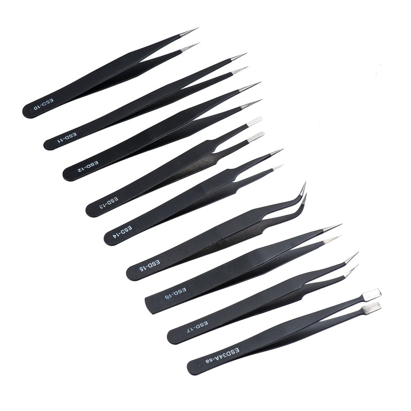 Yenghome 9 PCS Precision Tweezers Set, Anti-Static ESD Stainless Steel