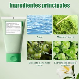 Green Tomato Clay Mask,Green Tomato Clay Mask Cleanser,Mascarilla De Arcilla Para CaraDeep Cleansing Mask,Sebum  Clogged Pore Care, Apta para Hombres 