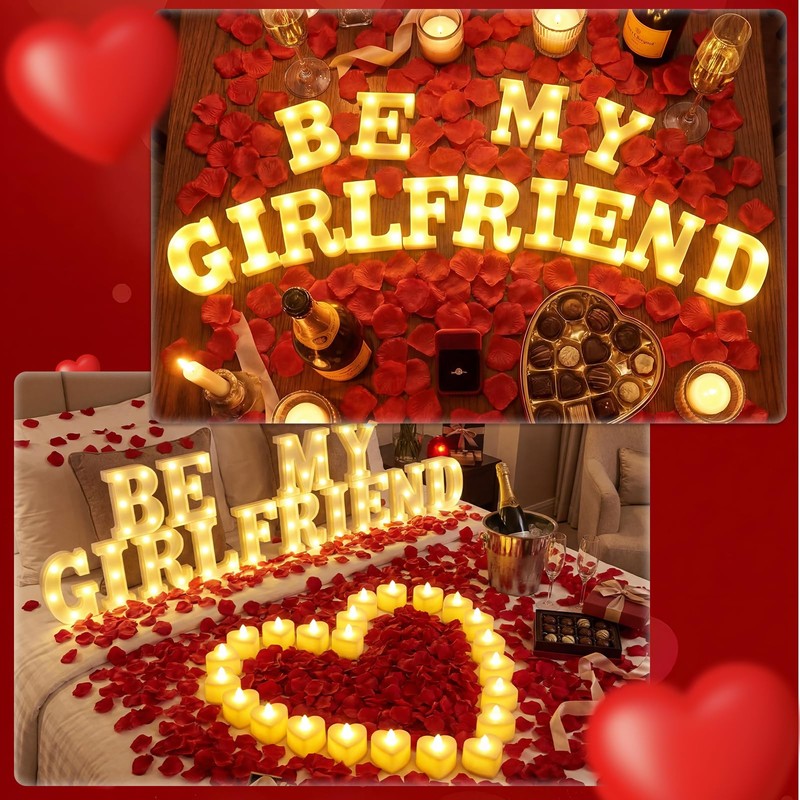 Grinsvalley Be My Girlfriend Light up Letters Proposing Decorations Set