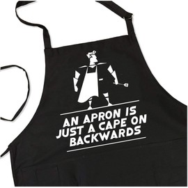 An Apron is Just A Cape | Funny Apron For Men - Adjustable Neck Straps & One Size Fit | BBQ Apron for Men w/Pockets | BBQ Gifts for Men & Unique Gifts for Fathers | Mens Aprons for Grilling