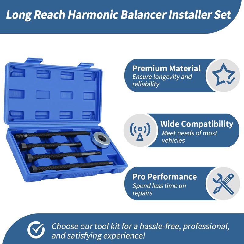 Bicos Long Reach Harmonic Balancer Installer Set Crank Pulley Removal
