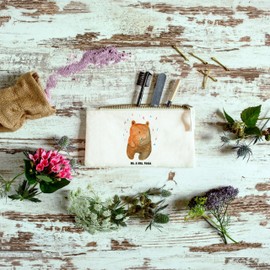 Mr. & Mrs. Panda S Make-Up Bag Bear Party, White, Hand drawn