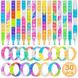 Coicok Pack of 30 Bubble Fidget Bracelet Toys, 15 Colours, Party Bags Children's Birthday, Children's Birthday Party Favours, Small Gifts for Children, Fidgets Toys for Children Adults, Plastic