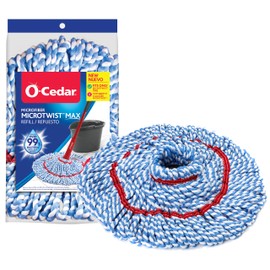O-Cedar MicroTwist MAX Twist Mop Head Replacement | Machine Washable | Reusable | Microfiber Refill | Removes 99% of Bacteria