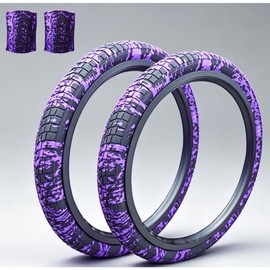 20" X 2.125" Bicycle Tires 20" Inch Bike Tire 2PCS Folding Replacement High-Performance Wear-Resistant Tires for Kid Bike, MTB Off-Road Bike (Purple/Black)