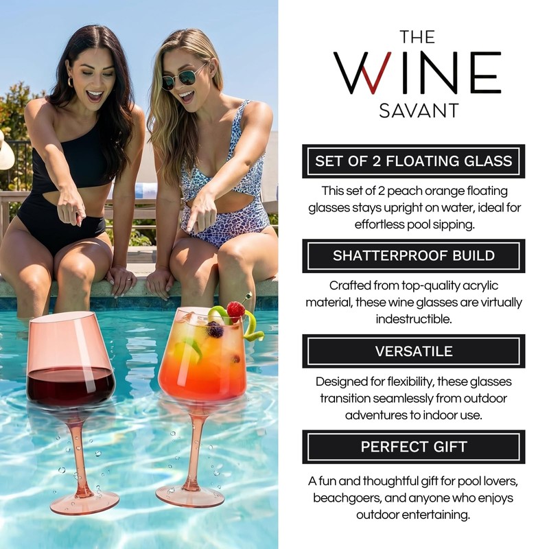 Floating Wine Glasses for Pool (18 Oz | Set of