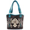 Justin West Western Rhinestone Cross Tote Purse Embroidery Floral Design