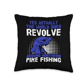 Pike Fishing Rod and Reel Combo Northern Pike Fisherman Throw Pillow