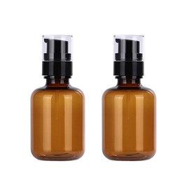 2Pcs 120ML/4OZ Amber Plastic Lotion Pump Bottles Dispensers Refillable Makeup Cosmetic Storage Containers Soap Dispenser Vials for Cream Shampoo Essential Oil