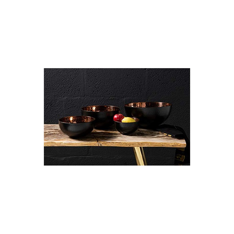 Premier Housewares Mixology Hammered Bowl Ornament, Stainless Steel, Copper/Black -