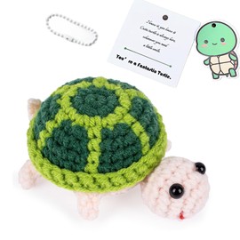 Mini Crochet Green Turtle Bookmark, Positive Crochet Animals Emotional Support Crochet with Funny Bookmark Gifts for Women Kids
