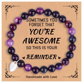 Stocking Stuffers Holiday Outfits for Women 2024 Stress Relief Gifts Inspirational Gifts Sometimes You Forget That 𝐘𝐨𝐮'𝐫𝐞 𝐀𝐰𝐞𝐬𝐨𝐦𝐞 Natural Stone Bracelet for Women Men Christmas Gifts for Boys Girls Son Grandson