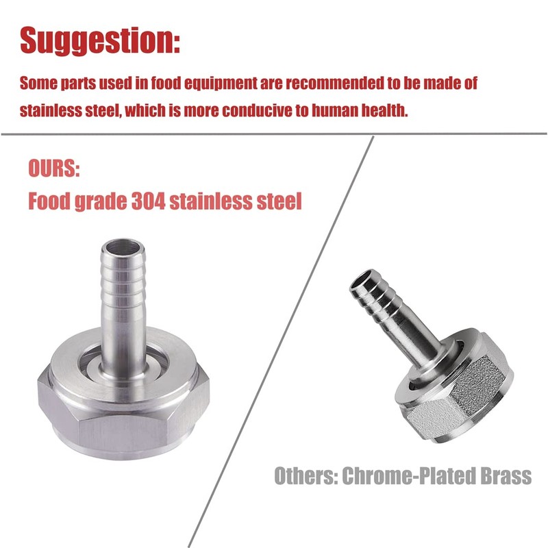 LitKiwi 4PCS Keg Coupler Barb Connector,Stainless Steel 304 Beer Kegerator