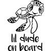 Lil Dude (or Dudette) on Board Turtle Vinyl Decal Sticker
