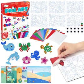 TPTGIAR Foil Art for Kids, Animal Foil Fun, No Mess Art & Craft Activity, Skillmatics DIY Craft Kits for Kids for Girls & Boys Ages 4, 5, 6, 7, 8, 9, Travel Toys