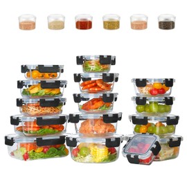 Juego de Recipientes de Vidrio Herméticos,Contenedores para Alimentos con Compartimentos para Especias y Tapas, Set deTupper Vidrio Apto para...      