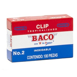 BACO Clip Tropicalizado # 2 Caja con 1000 clips tropizalizados sujetadores de hojas No. 2 de alambre inoxidable gris plateado brillante sujetapapeles