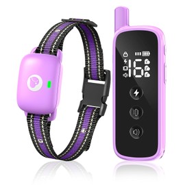 Dog Shock Collar - 2600FT Dog Training Collar with Remote, 3 Modes(Beep/Vibration/Shock), Security Lock, IP68 Waterproof Rechargeable E-Collar for 10-120lbs All Breeds (Purple)