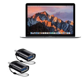 BoxWave Cable Compatible with Apple MacBook 12" (Retina 2016) - USB-C to A PortChanger (2-Pack), USB Type-C OTG USB Portable Keychain - Slate Black