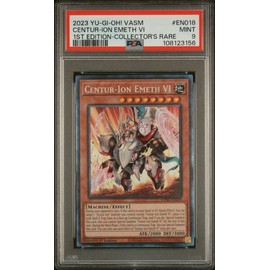 Yu Gi Oh! TCG, PSA Graded 9 Mint, Centur Ion Emeth Vi Centur Ion Emeth Vi #EN018, Vasm Valiant Smashers, Fully Encapsulated Bundle with Compatible Yu Gi Oh! Hard Sealed Case