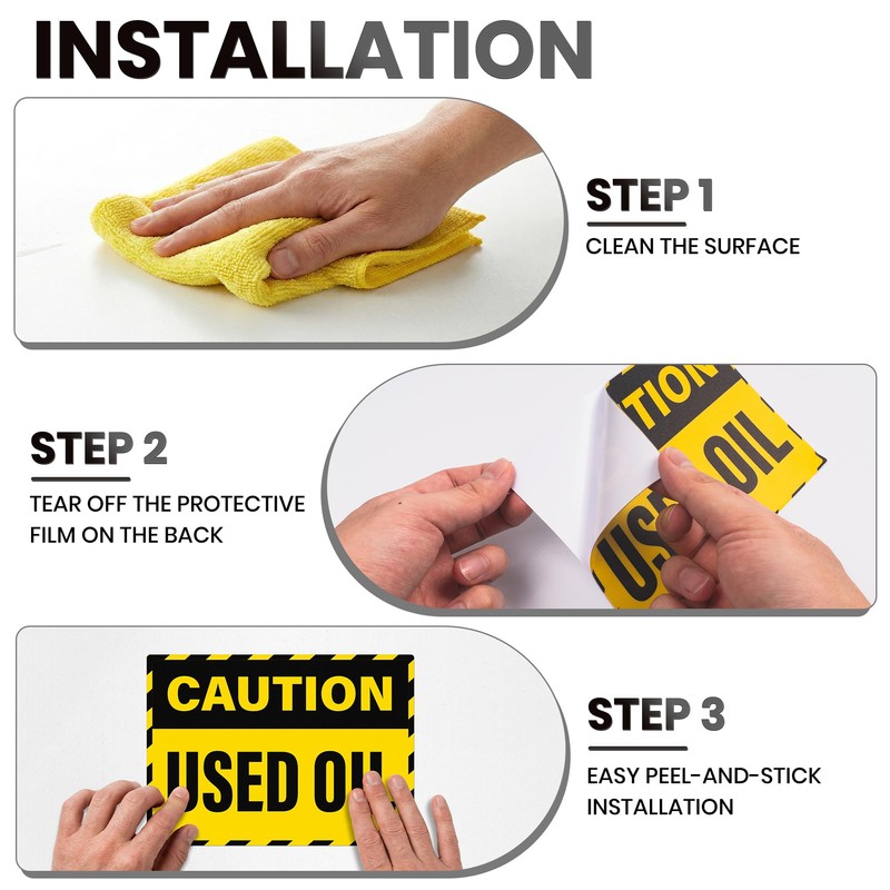 Anobell Caution Used Oil Labels - 20 Pack 7"x5" Adhesive