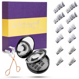 Robreda 3D Magnetic Eyelashes - 3 Pair Reusable Waterproof Magnetic Lashes With Applicator without Eyeliner Magnetic Eyelashes Natural Look Gifts For Women(3 Pairs)