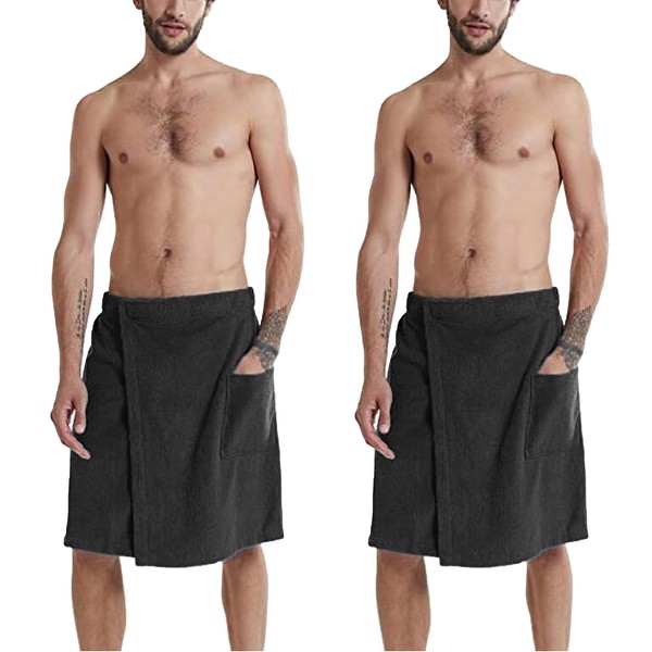 ANUFER Mens Adjustable Bath Towel Wrap - Wearable Towel Skirt