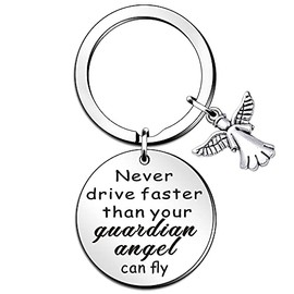 WTOPP Passed Driving Test Gifts Never Drive Faster Than Your Guardian Angel Can Fly Keyring Bracelet New Driver Gift Sweet 16 Gift Angel Keyring New Driver Keyring