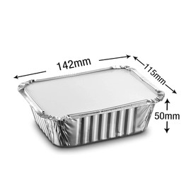50 Small Aluminum Foil Trays Containers with Paper Lids 500ml | Great for Meal Prep Baking Food Storage Takeaway Tins | by Caterserve