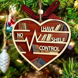 Book Lover Christmas Ornament, Wooden Bookshelf Christmas Ornament, Librarian Ornament, Reading Lovers Gifts, Book Club Gifts, Book Lover Ornaments for Christmas Tree, Book Ornament 2024