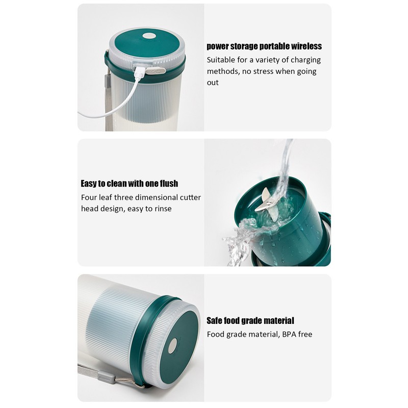 300ml USB Charging Electric Juicer Cup Security Lock Blender with