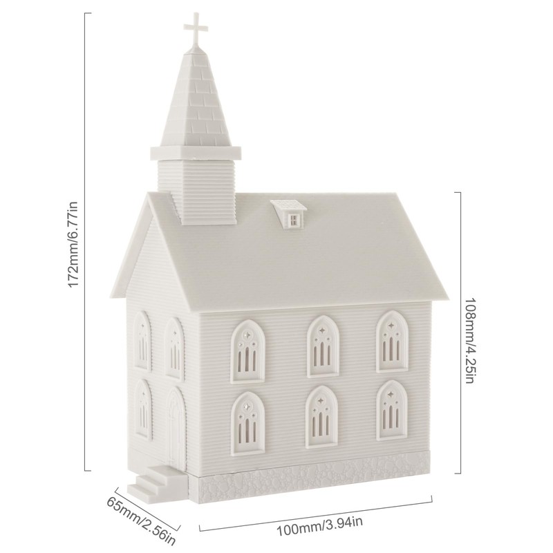 HO Scale Model Blank Church Kit Unassembled House for Model