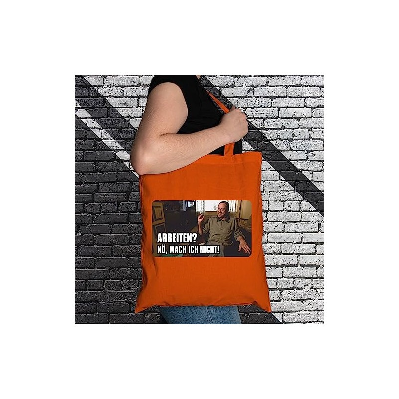 Fabric Bag Jute Bag Long Handle with Saying "Arbeiten? Nö