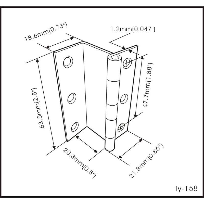 QCAA Three Fold Shutter Hinge, Half Surface for Shutter, Cabinet,
