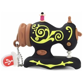 32 GB USB Stick Sewing Machine Pattern Memory Stick Interesting USB Flash Drive External USB Data Storage Thumb Drive Black