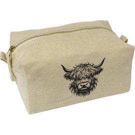 'Highland Cow' Canvas Wash Bag/Makeup Case (CS00043189)