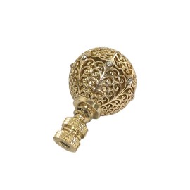 Royal Designs, Inc. Traditional Filigree Globe Crystal Embelishment Finial for Lamp Shade, F-5072PB-1, Polished Brass