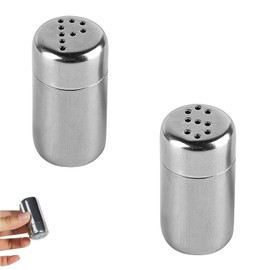 JFGDVW 2 Pcs travel salt and pepper sets, Stainless Steel Mini camping salt and pepper set, for Home Kitchen BBQ Camping Restaurant Sugar Flour Pepper Spice
